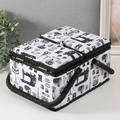 Шкатулка для рукоделия и шитья «Швейные атрибуты», хранение ниток, иголок, мелочи, 19×26×14.5 см