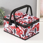 Шкатулка для рукоделия и шитья «Народный цветочный узор», хранение ниток, иголок, мелочи, 19×26×14.5 см - Фото 8