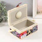 Шкатулка для рукоделия и шитья «Пэчворк. Цветы, горох и зебра», хранение ниток, иголок, мелочи, 18×12×9.5 см - Фото 3