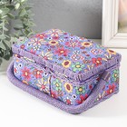 Шкатулка для рукоделия и шитья «Нарисованные цветы на синем», хранение ниток, иголок, мелочи, 18×12×9.5 см - Фото 4