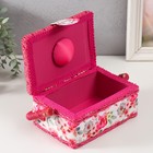 Шкатулка для рукоделия и шитья «Розовые цветы», хранение ниток, иголок, мелочи, 18×12×9.5 см - Фото 3