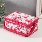 Шкатулка для рукоделия и шитья «Розовые цветы», хранение ниток, иголок, мелочи, 18×12×9.5 см - Фото 4