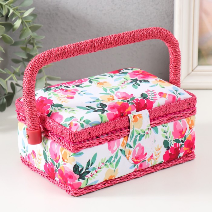 Шкатулка для рукоделия и шитья «Акварельные цветы», хранение ниток, иголок, мелочи, 18×12×9.5 см - Фото 1