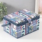 Шкатулка для рукоделия и шитья «Пэчворк. Синие цветы», хранение ниток, иголок, мелочи, 19×26×14.5 см - Фото 3