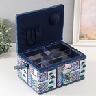 Шкатулка для рукоделия и шитья «Пэчворк. Синие цветы», хранение ниток, иголок, мелочи, 19×26×14.5 см - Фото 5