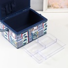 Шкатулка для рукоделия и шитья «Пэчворк. Синие цветы», хранение ниток, иголок, мелочи, 19×26×14.5 см - Фото 6