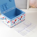 Шкатулка для рукоделия и шитья «Цветение на белом», хранение ниток, иголок, мелочи, 19×26×14.5 см - Фото 4