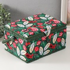 Шкатулка для рукоделия и шитья «Пуансеттия на зелёном», хранение ниток, иголок, мелочи, 19×26×14.5 см - Фото 3