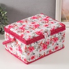 Шкатулка для рукоделия и шитья «Розовые цветы», хранение ниток, иголок, мелочи, 19×26×14.5 см - Фото 3