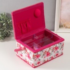 Шкатулка для рукоделия и шитья «Розовые цветы», хранение ниток, иголок, мелочи, 19×26×14.5 см - Фото 5