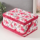 Шкатулка для рукоделия и шитья «Розовые цветы», хранение ниток, иголок, мелочи, 19×26×14.5 см - Фото 7