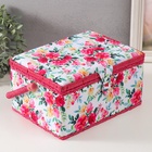 Шкатулка для рукоделия и шитья «Акварельные цветы», хранение ниток, иголок, мелочи, 19×26×14.5 см - Фото 3