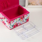 Шкатулка для рукоделия и шитья «Акварельные цветы», хранение ниток, иголок, мелочи, 19×26×14.5 см - Фото 6