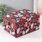 Шкатулка для рукоделия и шитья «Пуансеттия на чёрном», хранение ниток, иголок, мелочи, 19×26×14.5 см - Фото 3