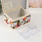Шкатулка для рукоделия и шитья «Птицы в розовом саду», хранение ниток, иголок, мелочи, 19×26×14.5 см - Фото 6