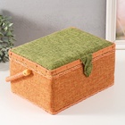 Шкатулка для рукоделия и шитья «Зелёно-оранжевая», хранение ниток, иголок, мелочи, 19×26×14.5 см - Фото 3