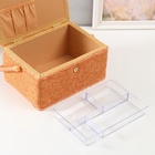 Шкатулка для рукоделия и шитья «Зелёно-оранжевая», хранение ниток, иголок, мелочи, 19×26×14.5 см - Фото 6