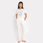 Комплект домашний женский (футболка, брюки), цвет молочный, размер 42 (XS) - Фото 1