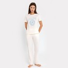 Комплект домашний женский (футболка, брюки), цвет молочный, размер 44 (S) - фото 11526840
