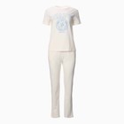 Комплект домашний женский (футболка, брюки), цвет молочный, размер 44 (S) - фото 23249767