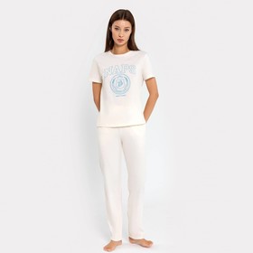 Комплект домашний женский (футболка, брюки), цвет молочный, размер 48 (L)