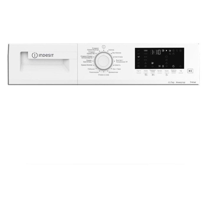 Стиральная машина Indesit WDS 7428 C7S VW, класс В, 1200 бо/мин, до 7 кг, с сушкой, белаая - фото 51485932