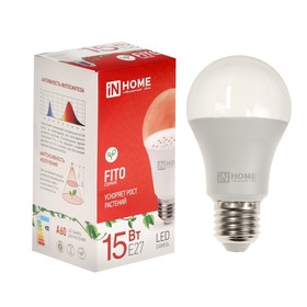 Фитосветильник светодиодный IN HOME , 15 Вт, 230 В, Е27, LED-A60-FITO 10176737