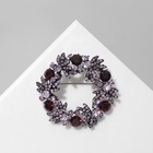 Брошь «Венок» из листьев, цвет фиолетовый в сером металле - фото 31447861