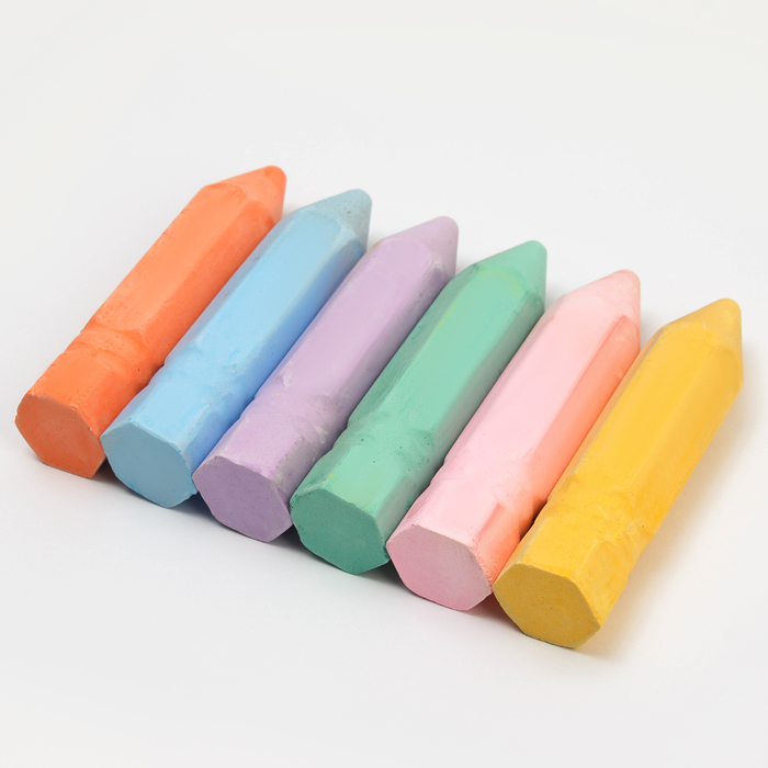 Мелки для рисования «Карандаши», набор 6 цветов, размер 1 шт. — 2,5 × 10 см