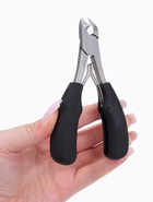 Кусачки педикюрные, с колпачком, с прорезиненными ручками, изогнутое лезвие, 12.5 см, длина лезвия-15 мм, чёрные, серебристые - Фото 3