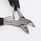 Кусачки педикюрные, с колпачком, с прорезиненными ручками, изогнутое лезвие, 12.5 см, длина лезвия-15 мм, чёрные, серебристые - Фото 6