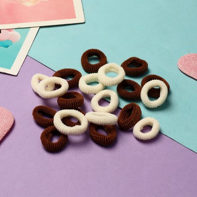 Резинки для волос «Махрушка спорт», набор 100 шт., 1.5 см, бежево-коричневые