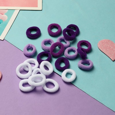 Резинки для волос «Махрушка спорт», набор 100 шт., 1.5 см, фиолетово-белые