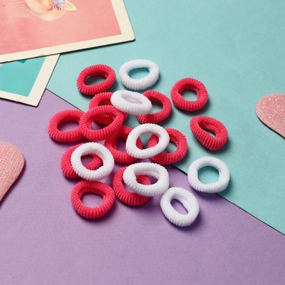 Резинки для волос «Махрушка спорт», набор 100 шт., 1.5 см, розовый-белые