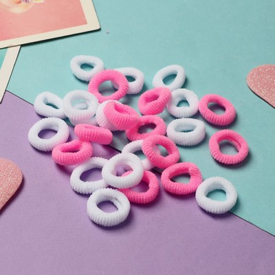 Резинки для волос «Махрушка спорт», набор 100 шт., 1.5 см, ярко розово-белые