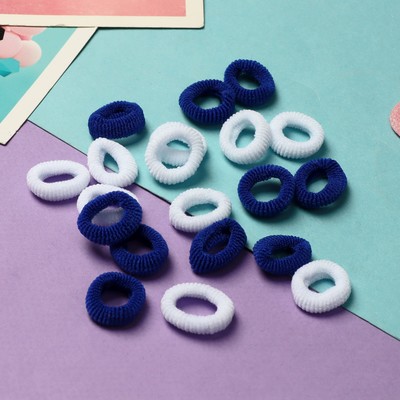 Резинка для волос "Махрушка спорт" (набор 100 шт) 1,5 см, сине-белый