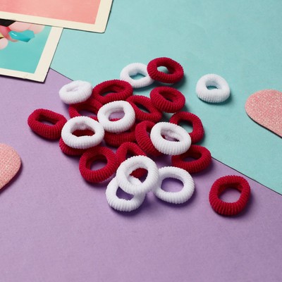 Резинки для волос «Махрушка спорт», набор 100 шт., 1.5 см, малиново-белые