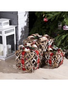 Светодиодная фигура «Подарки с шишками» 15, 20, 25 см, текстиль, металл, батарейки ААх2 (не в комплекте), свечение тёплое белое 9675482