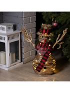 Светодиодная фигура «Снеговик» 24×50×15 см, текстиль, металл, батарейки ААх2 (не в комплекте), свечение тёплое белое - фото 61041202