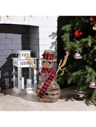 Светодиодная фигура «Снеговик» 24×50×15 см, текстиль, металл, батарейки ААх2 (не в комплекте), свечение тёплое белое - фото 61041201