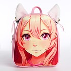 Рюкзак школьный текстильный с ушками на заколках «Аниме», 27х23 см, розовый цвет - Фото 5