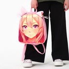 Рюкзак школьный текстильный с ушками на заколках «Аниме», 27х23 см, розовый цвет - Фото 16