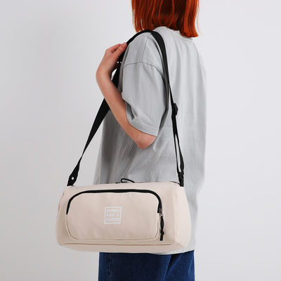 Сумка молодёжная на молнии, 35×13×15 см, бежевая