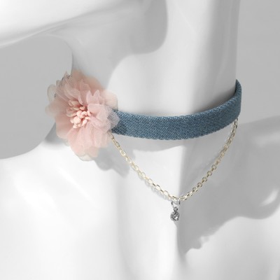 Чокер «Джинс» цветок нежный, цвет розово-голубой, 36 см