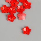 Бусина для творчества акрил "Цветок-пятилистник, красный" перламутр 0,4х1,5х1,5 см - Фото 2