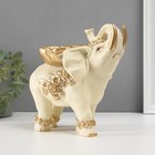 Сувенир полистоун "Бежевый слон с золотым цветком" 18х14х19 см - фото 24987742