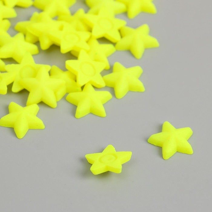 Декор для творчества пластик "Звёзды" неоновый жёлтый набор 50 шт 1,4х1,4 см - Фото 1