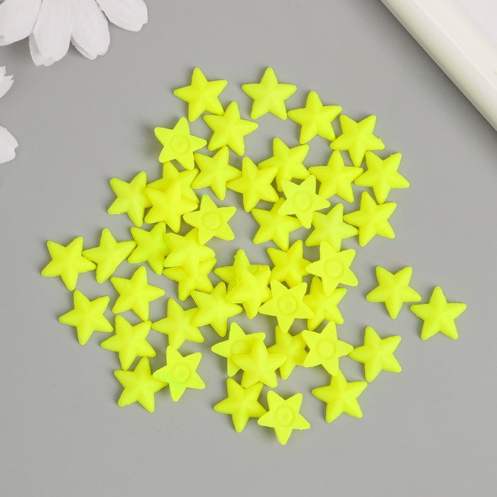 Декор для творчества пластик "Звёзды" неоновый жёлтый набор 50 шт 1,4х1,4 см - фото 1897656159