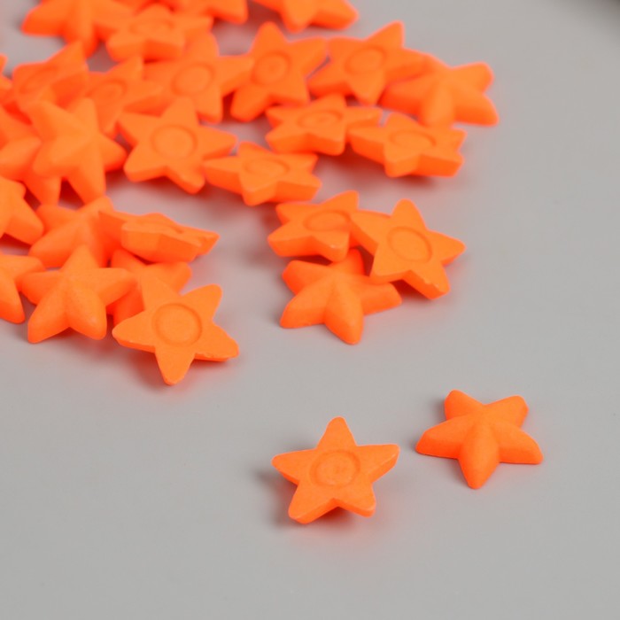 Декор для творчества пластик &quot;Звёзды&quot; неоновый оранжевый набор 50 шт 1,4х1,4 см