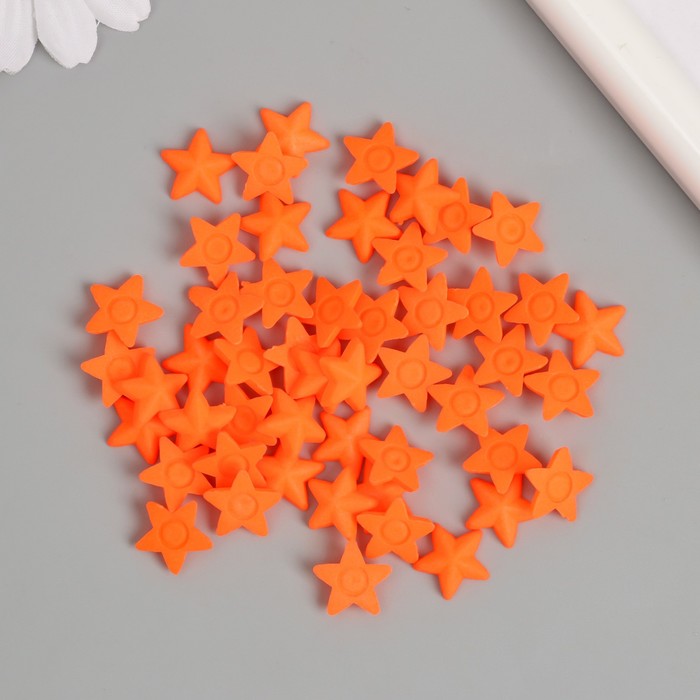 Декор для творчества пластик "Звёзды" неоновый оранжевый набор 50 шт 1,4х1,4 см - фото 1899131397